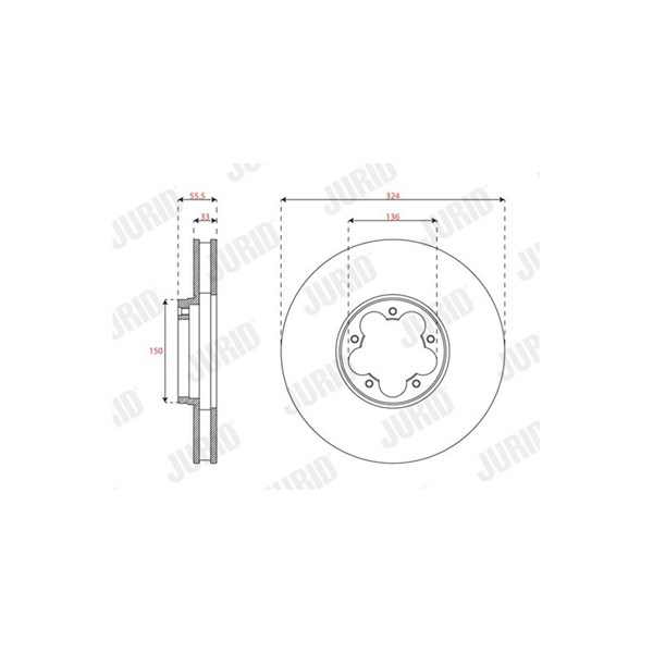 Bromsskiva Ventilerad, Framaxel Jurid 563740JC JURID