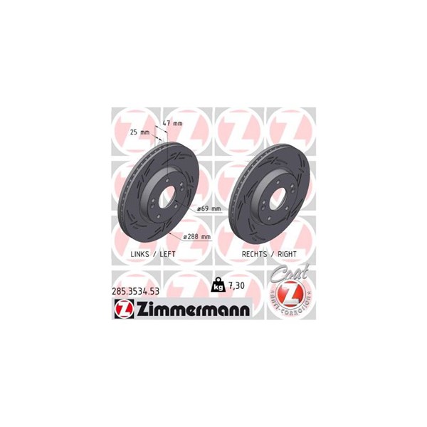 Bromsskiva Ventilerad, Framaxel Zimmermann 285.3534.53 ZIMMERMANN Bromsskiva Ventilerad, Framaxel Zimmermann 285.3534.53 ZIMMERMANN