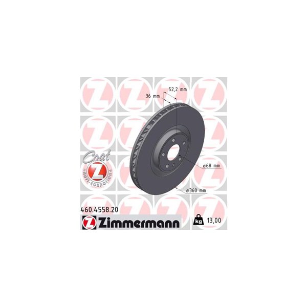 Bromsskiva Ventilerad, framaxel höger Zimmermann 460.4558.20 ZIMMERMANN