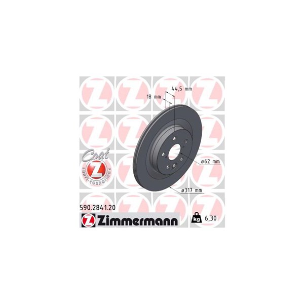 Bromsskiva Ventilerad, Bakaxel Zimmermann 590.2841.20 ZIMMERMANN