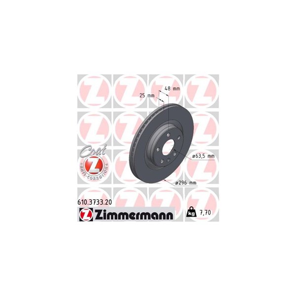 Bromsskiva Ventilerad, Framaxel Zimmermann 610.3733.20 ZIMMERMANN