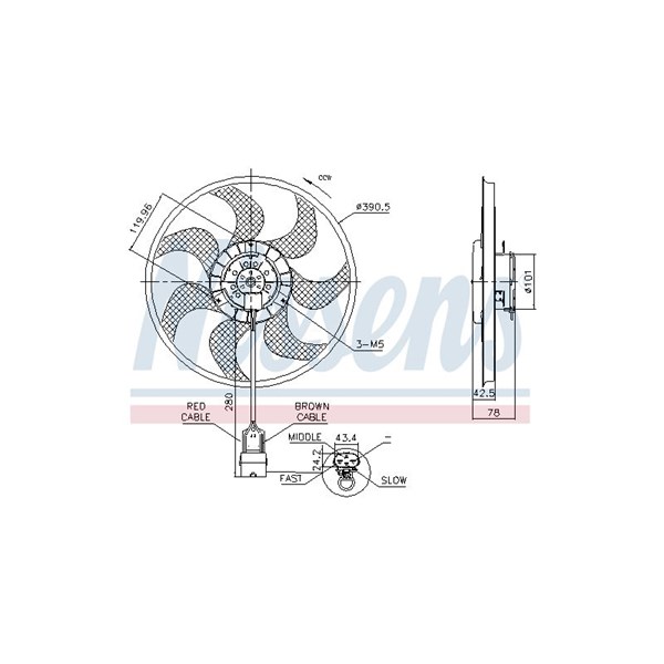Fläkt, kylare 12V Nissens 850074 NISSENS