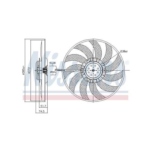 Fläkt, kylare 12V, Vänster Nissens 85743 NISSENS