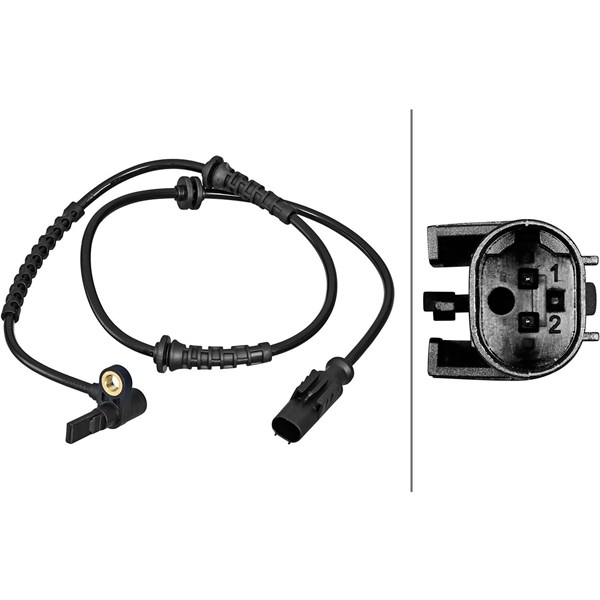 ABS-givare, Sensor, hjulvarvtal, Framaxel Hella 6PU 358 217-241 HELLA