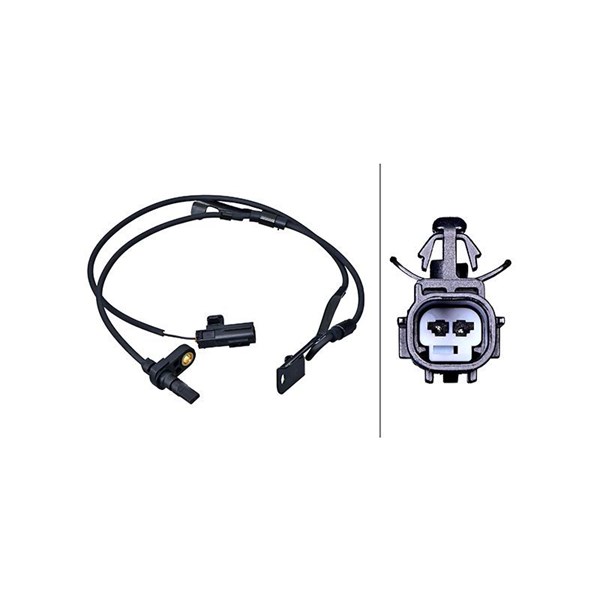 ABS-givare, Sensor, hjulvarvtal, framaxel höger Hella 6PU 358 218 HELLA