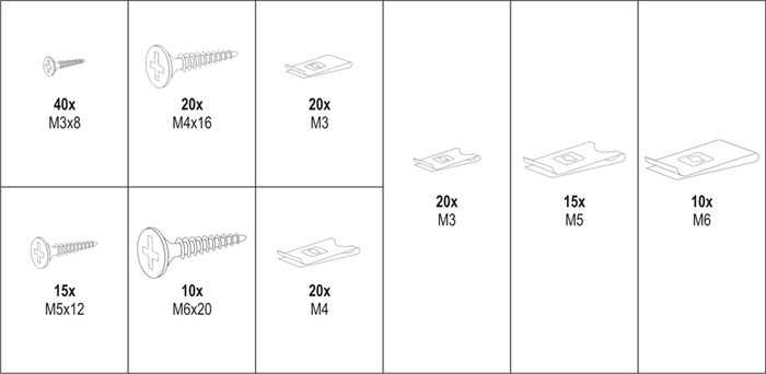 Sortiment, fastsättningselement, Universal Yato Sortiment, fastsättningselement, Universal Yato