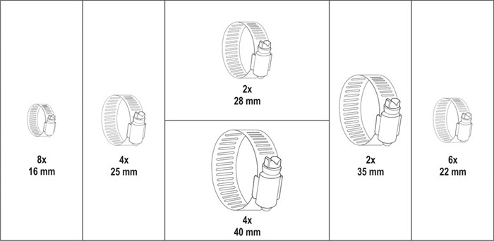 SET MED SKRUVADE KLÄMMER, 26 STYCKEN, Universal Yato