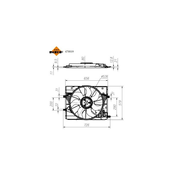 Fläkt, kylare 12V Nrf 470019 NRF