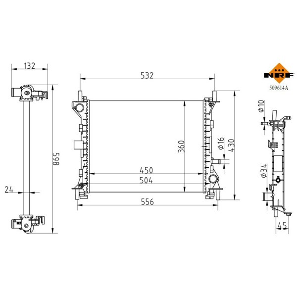 Kylare, motorkylning Nrf 509614A NRF