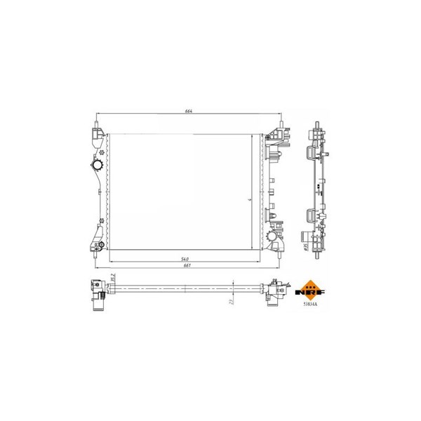Kylare, motorkylning Nrf 53834A NRF