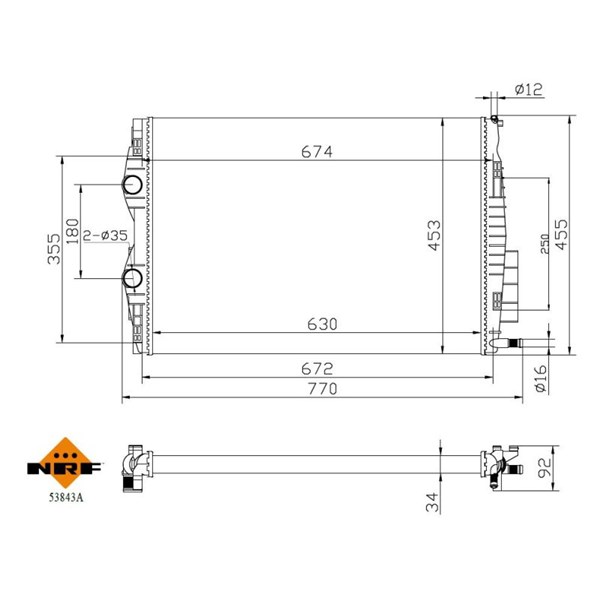 Kylare, motorkylning Nrf 53843A NRF