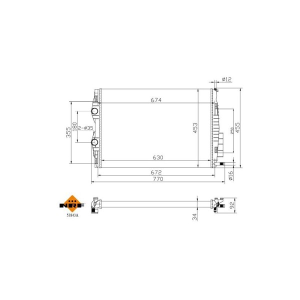Kylare, motorkylning Nrf 53843A NRF