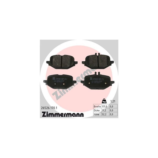 Bromsbeläggsats, Bakaxel Zimmermann 26526.170.1 ZIMMERMANN