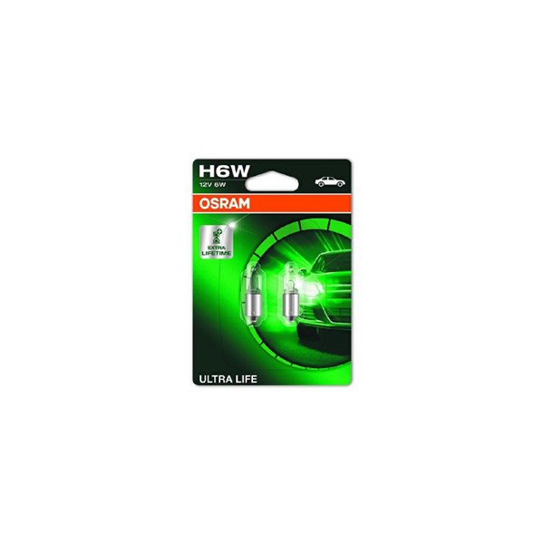 Glödlampa OSRAM ULTRA LIFE H6W BAX9s, Bak, Fram eller bak Osram 6 OSRAM