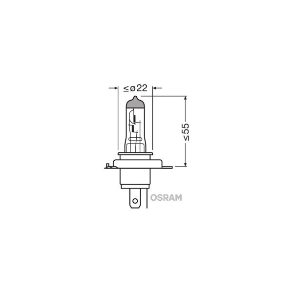 Halogenlampa  OSRAM ORIGINAL H4 P43t 12V, Fram Osram 64193 OSRAM