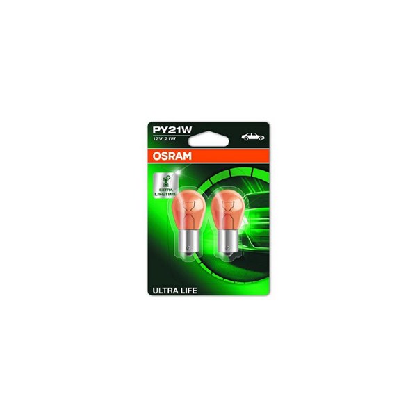 Glödlampa OSRAM ULTRA LIFE PY21W BAU15s, Fram, Bak, Fram eller ba OSRAM