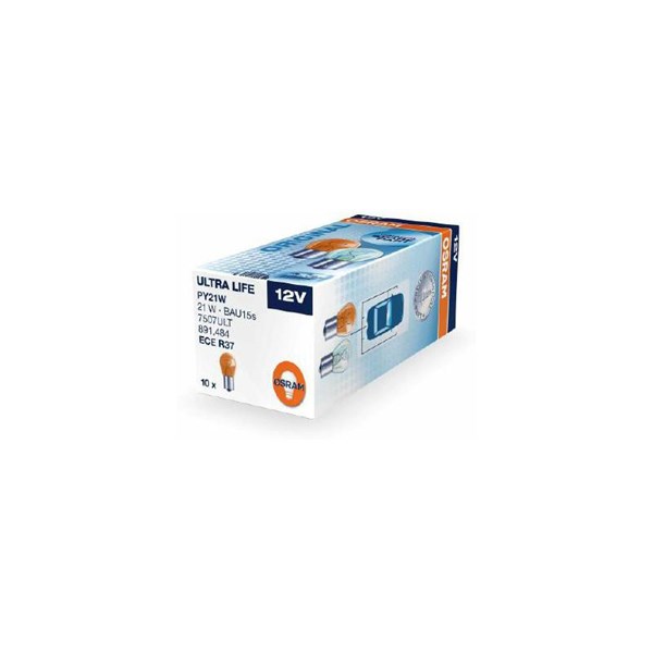 Glödlampa OSRAM ULTRA LIFE PY21W BAU15s, Fram, Bak, Fram eller ba OSRAM