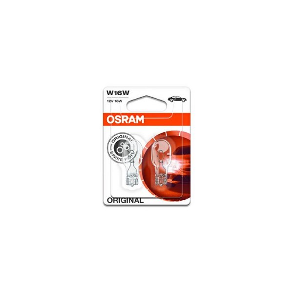 Glödlampa OSRAM ORIGINAL W16W W2,1x9,5d, Bak, Fram, Ytterspegel,  OSRAM