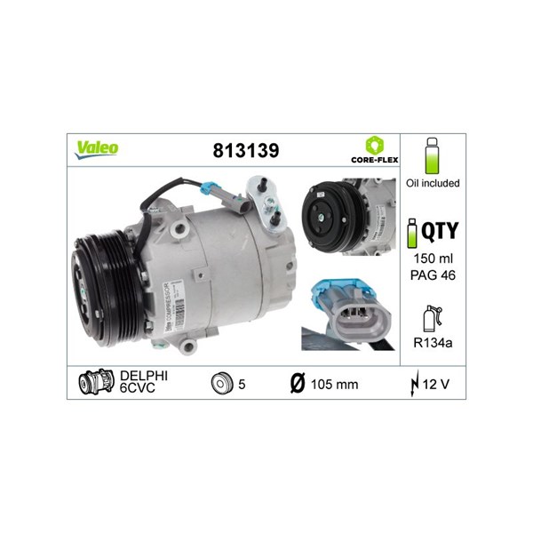 Kompressor, klimatanläggning 12V Valeo 813139 VALEO
