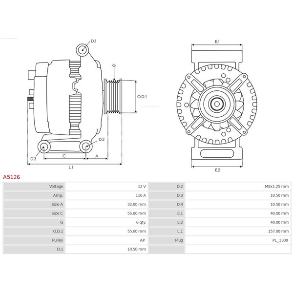 Generator 12V 110A As-pl A5126 AS-PL