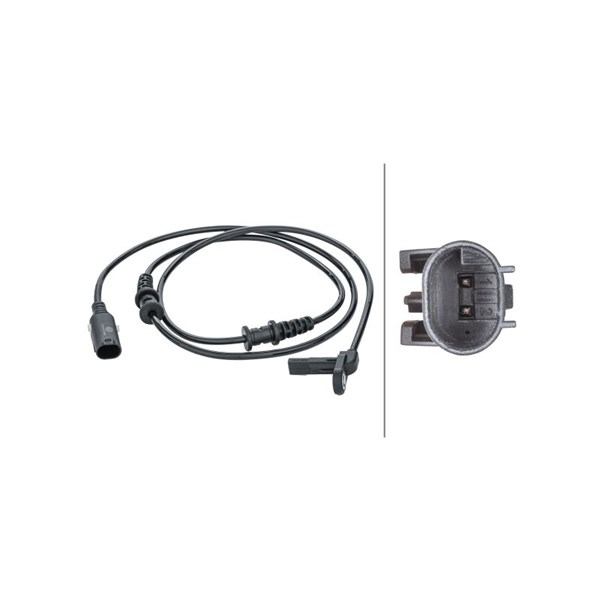 ABS-givare, Sensor, hjulvarvtal, Framaxel Hella 6PU 012 679-951 HELLA