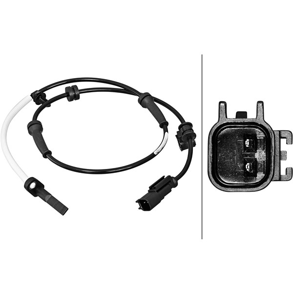 ABS-givare, Sensor, hjulvarvtal, Bakaxel, Framaxel Hella 6PU 358  HELLA