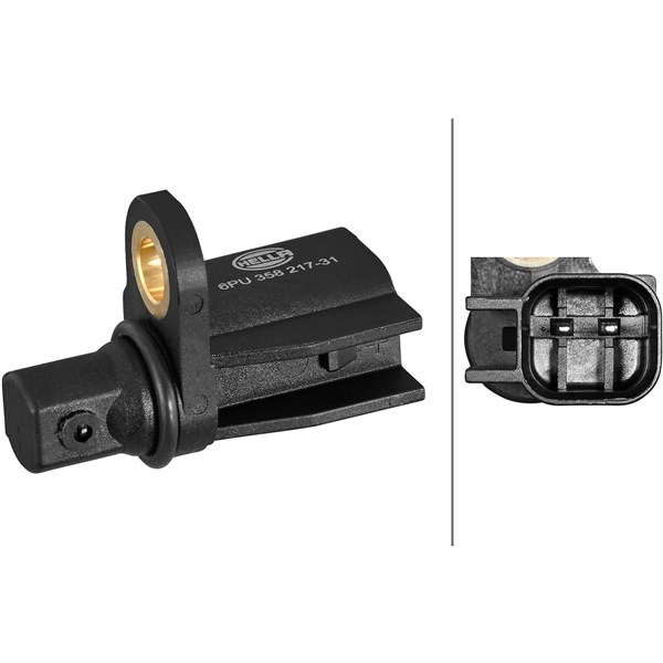 ABS-givare, Sensor, hjulvarvtal, Bakaxel Hella 6PU 358 217-311 HELLA