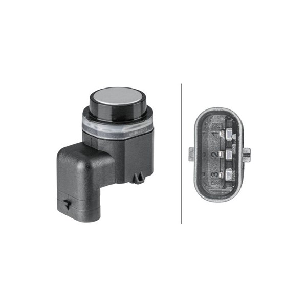 Sensor, parkeringshjälp, Fram, Inre, Höger, Vänster Hella 6PX 358 HELLA