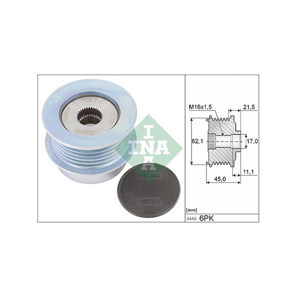 Frihjulskoppling, generator 210A Ina 535 0367 10 INA