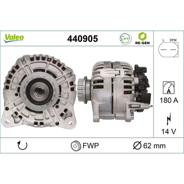 Generator 14V 180A Valeo 440905 VALEO