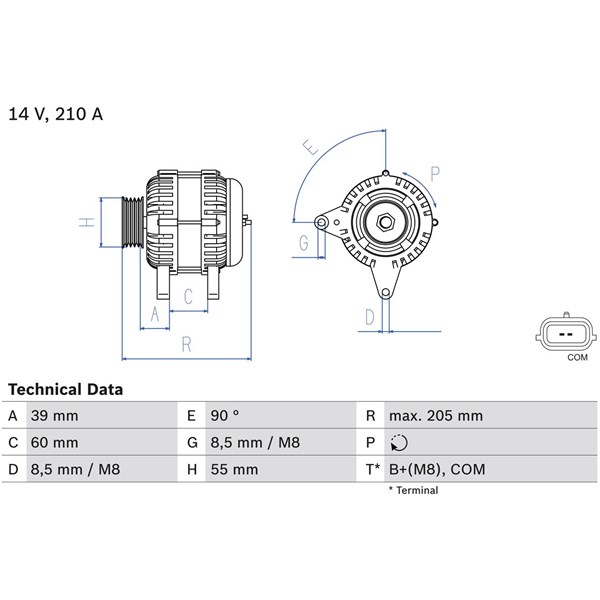Generator 14V 210A Bosch 0 986 083 730 BOSCH