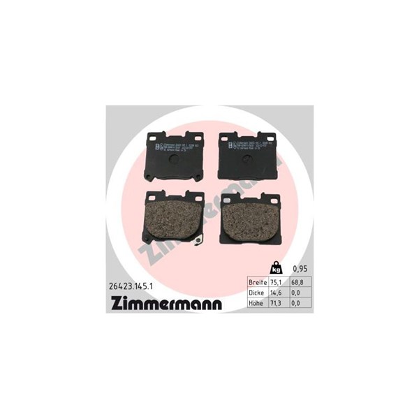 Bromsbeläggsats, Bakaxel Zimmermann 26423.145.1 ZIMMERMANN