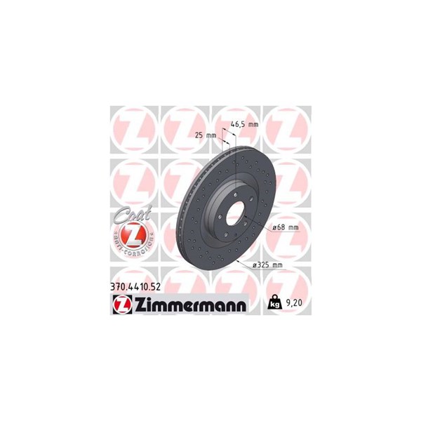 Bromsskiva Ventilerad, Framaxel Zimmermann 370.4410.52 ZIMMERMANN