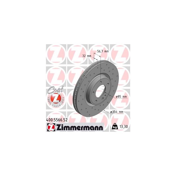 Bromsskiva Ventilerad, Framaxel Zimmermann 400.5566.52 ZIMMERMANN
