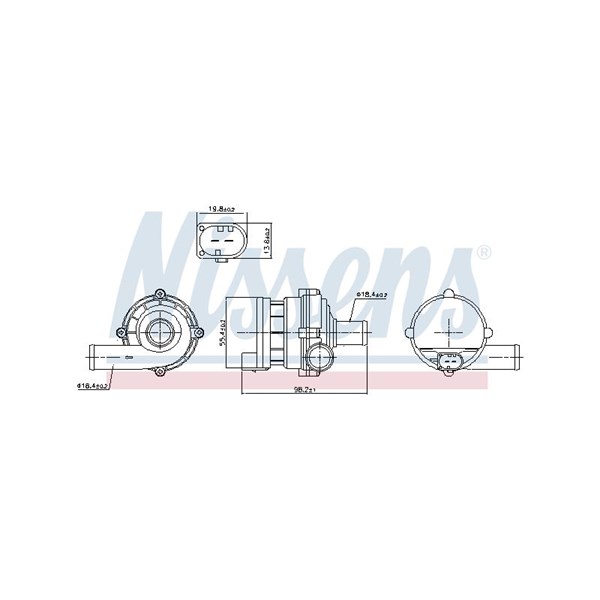 Extra vattenpump 12V, Höger Nissens 832169 NISSENS