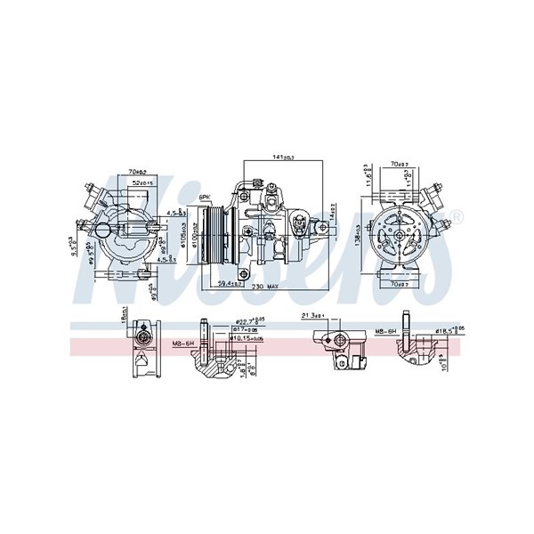 Kompressor, klimatanläggning 12V Nissens 890787 NISSENS