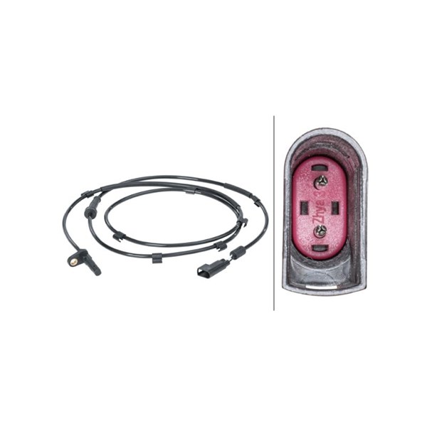 ABS-givare, Sensor, hjulvarvtal, Bakaxel, Bakaxel höger Hella 6PU HELLA
