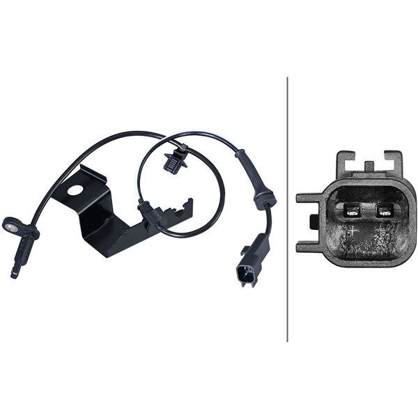 ABS-givare, Sensor, hjulvarvtal, framaxel höger Hella 6PU 358 217 HELLA