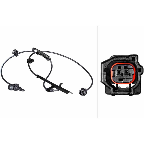 ABS-givare, Sensor, hjulvarvtal, framaxel vänster Hella 6PU 358 2 HELLA