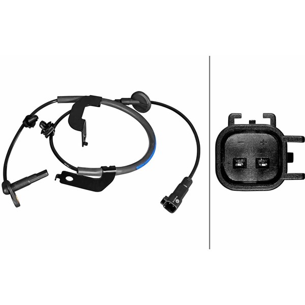 ABS-givare, Sensor, hjulvarvtal, framaxel höger Hella 6PU 358 217 HELLA