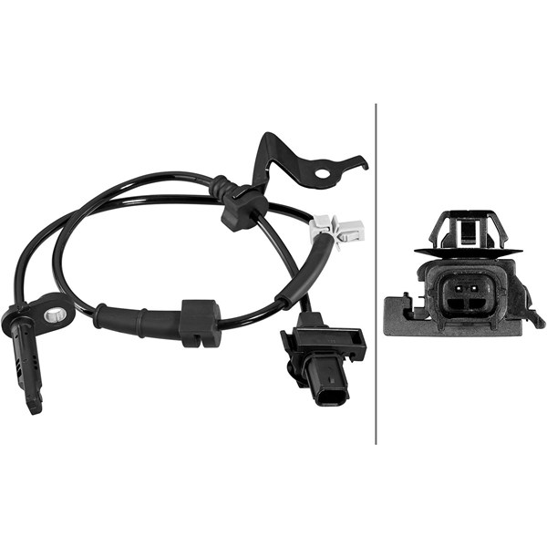 ABS-givare, Sensor, hjulvarvtal, framaxel höger Hella 6PU 358 218 HELLA
