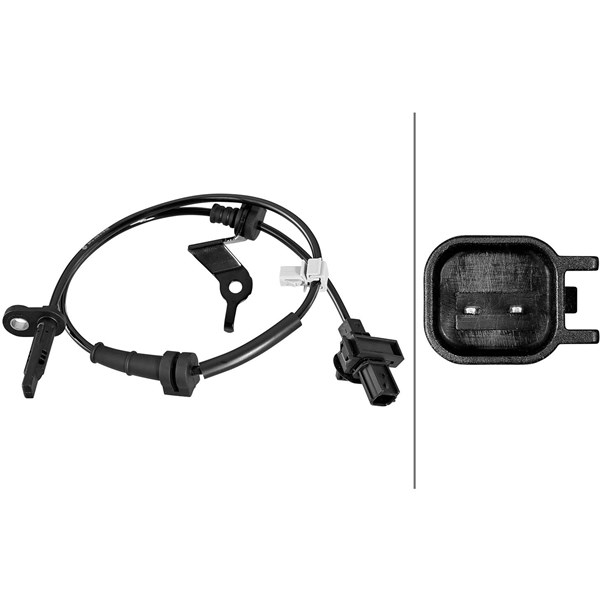 ABS-givare, Sensor, hjulvarvtal, framaxel vänster Hella 6PU 358 2 HELLA