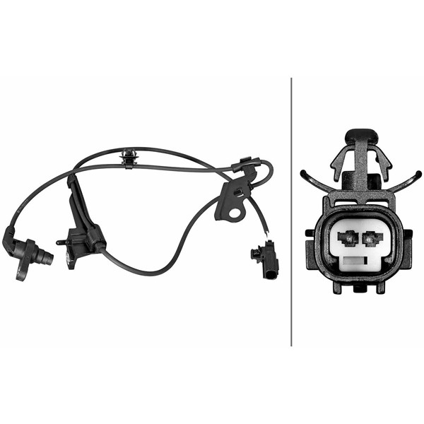 ABS-givare, Sensor, hjulvarvtal, framaxel vänster Hella 6PU 358 2 HELLA