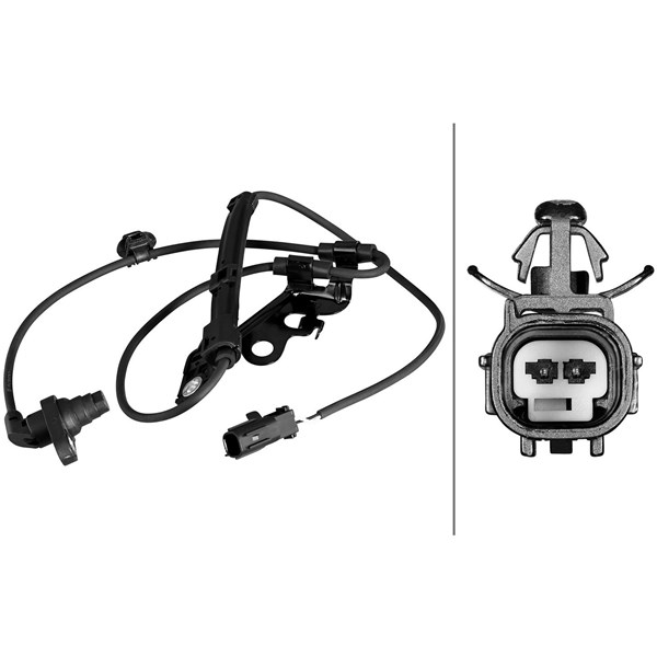 ABS-givare, Sensor, hjulvarvtal, framaxel höger Hella 6PU 358 218 HELLA