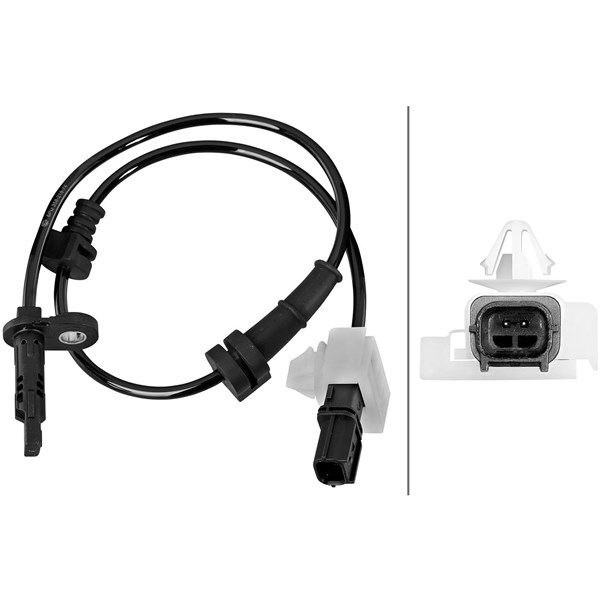 ABS-givare, Sensor, hjulvarvtal, Bakaxel Hella 6PU 358 218-741 HELLA