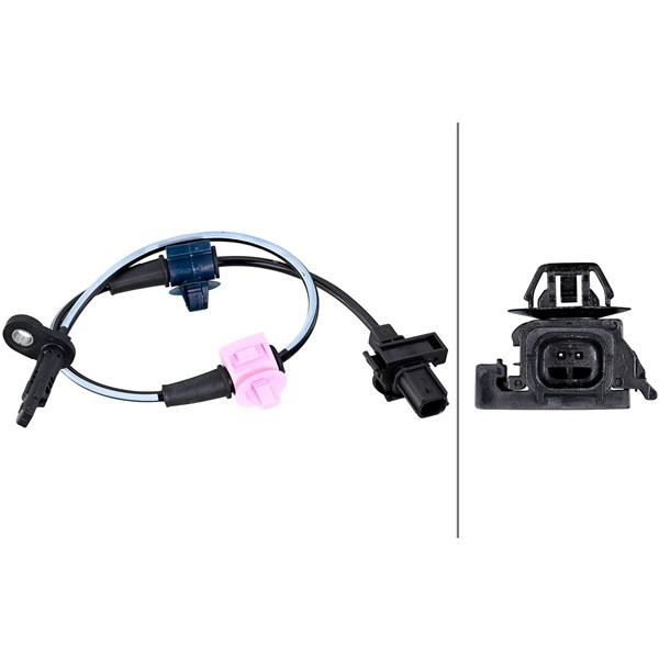 ABS-givare, Sensor, hjulvarvtal, Bakaxel höger Hella 6PU 358 218- HELLA
