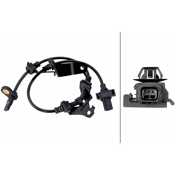 ABS-givare, Sensor, hjulvarvtal, framaxel höger Hella 6PU 358 218 HELLA
