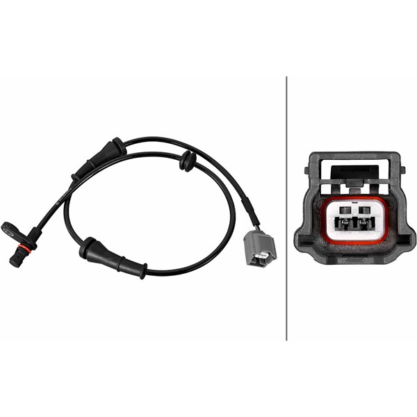 ABS-givare, Sensor, hjulvarvtal, Bakaxel höger Hella 6PU 358 219- HELLA