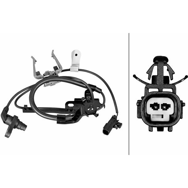 ABS-givare, Sensor, hjulvarvtal, framaxel vänster Hella 6PU 358 2 HELLA