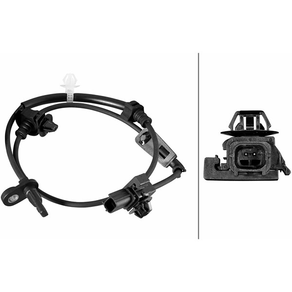 ABS-givare, Sensor, hjulvarvtal, framaxel vänster Hella 6PU 358 2 HELLA